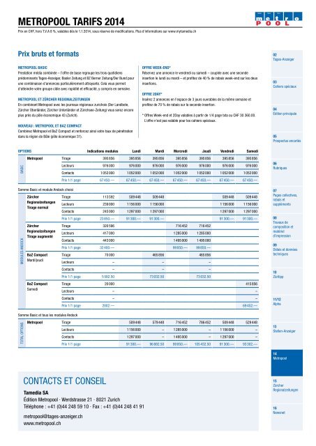 ALPHA Tarifs 2014 - mytamedia.ch