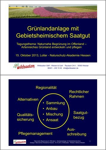 Grünlandanlage mit Gebietsheimischem Saatgut - Naturschutz ...