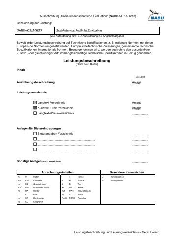 Leistungsbeschreibung und Leistungsverzeichnis, NABU-ATP-A0613