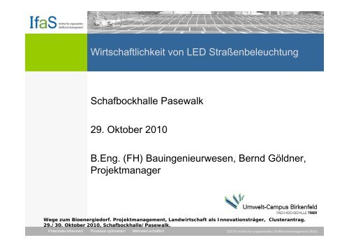 Bernd Göldner - Wirtschaftlichkeit von LED Straßenbeleuchtung ...