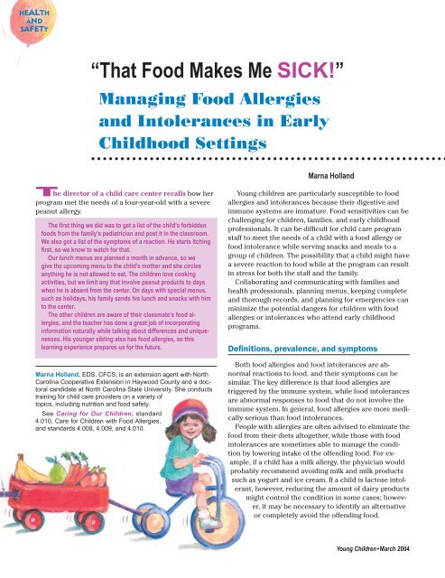 That Food Makes Me SICK! - National Association for the Education ...