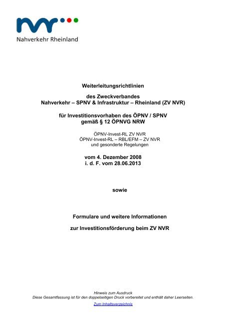 Förderbroschüre NVR – Richtlinien, Gesonderte Regelungen ...