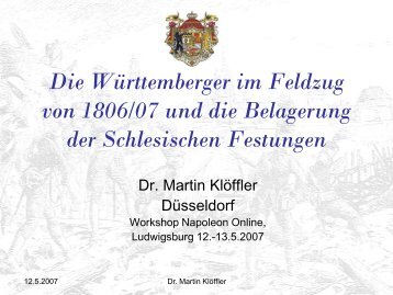 Die Württemberger im Feldzug von 1806/07 und ... - Napoleon Online