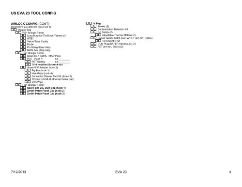 View the spacewalk timeline - Nasa