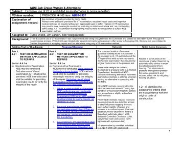 Subject: - The National Board of Boiler and Pressure Vessel Inspectors