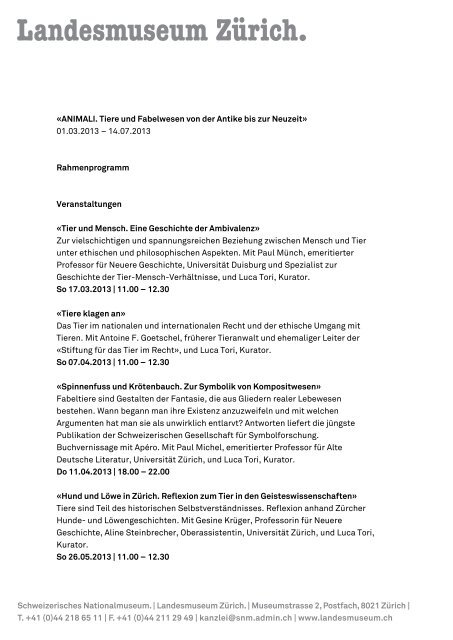 Animali Tiere Und Fabelwesen Von Der Antike Bis Zur Neuzeit