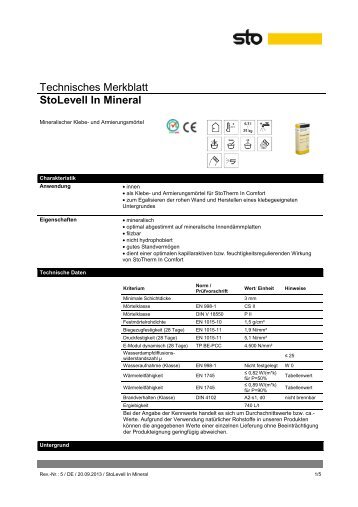 Technisches Merkblatt StoLevell In Mineral - natureplus