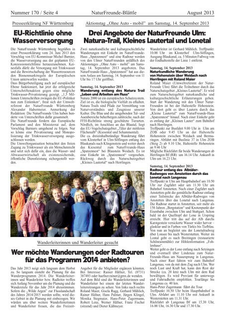 NF-Blättle Nr 136.qxd (Page 2) - NaturFreunde Ortsgruppe Ulm