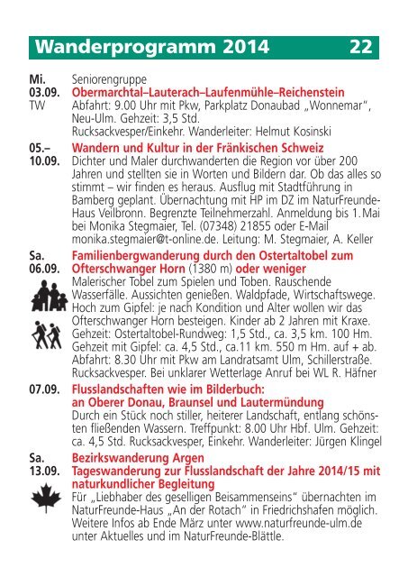 Jahresprogramm 2014 - NaturFreunde Ortsgruppe Ulm