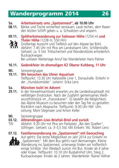 Jahresprogramm 2014 - NaturFreunde Ortsgruppe Ulm