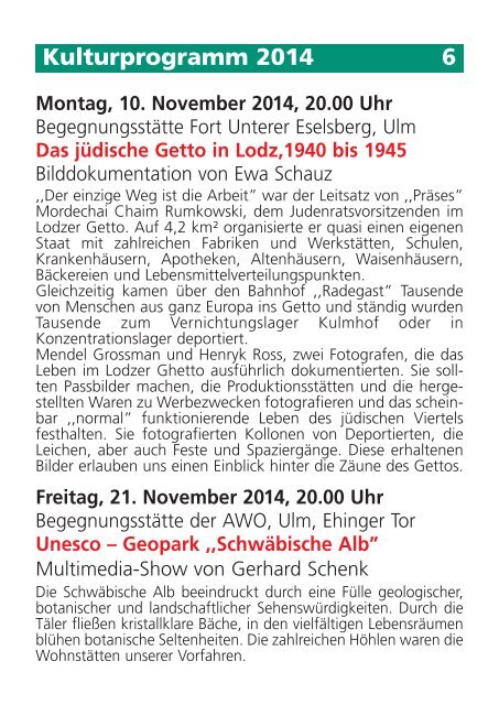 Jahresprogramm 2014 - NaturFreunde Ortsgruppe Ulm