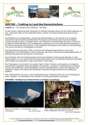 Bhutan 2013 Detailprogramm - Naturfreunde