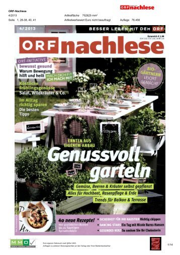 ORF-Nachlese 4/2013 1/14 Artikelfläche 752625 ... - Natur im Garten
