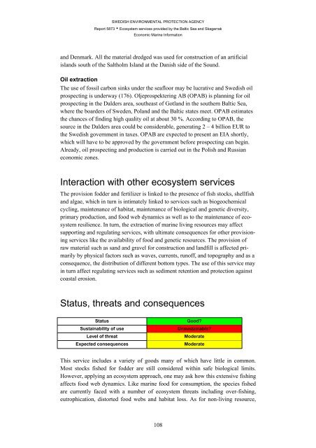 Ecosystem services provided by the Baltic Sea ... - Naturvårdsverket