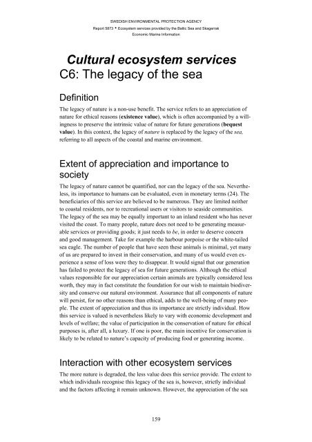 Ecosystem services provided by the Baltic Sea ... - Naturvårdsverket