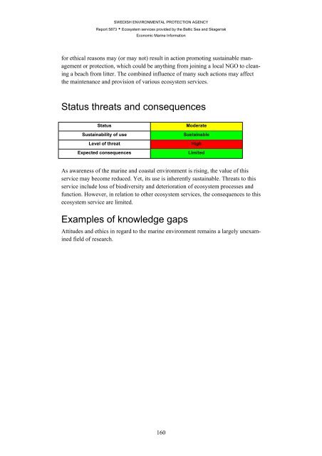 Ecosystem services provided by the Baltic Sea ... - Naturvårdsverket