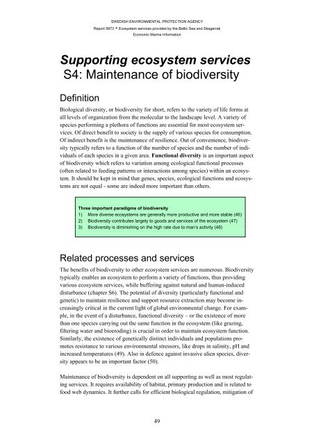 Ecosystem services provided by the Baltic Sea ... - Naturvårdsverket