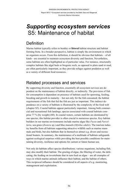 Ecosystem services provided by the Baltic Sea ... - Naturvårdsverket