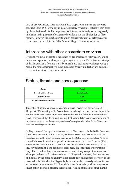 Ecosystem services provided by the Baltic Sea ... - Naturvårdsverket