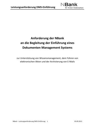 Leistungsbeschreibung - bei der NBank