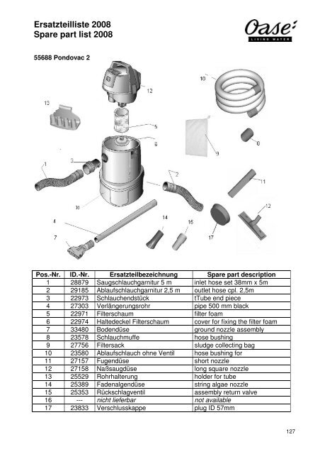 OASE Ersatz-Katalog 2008E - Der Gartenteich