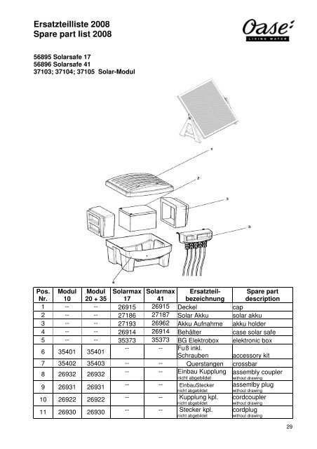 OASE Ersatz-Katalog 2008E - Der Gartenteich