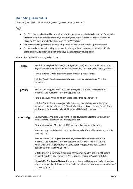 Mitgliederverwaltung - Nordbayerischer Musikbund e.V.