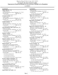 NC DHSR: Mental Health Facilities - NC Department of Health and ...