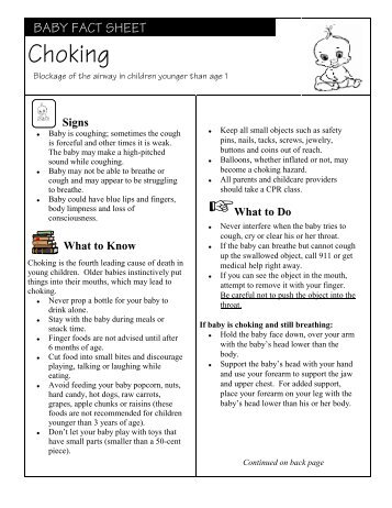 Baby Fact Sheet - Choking - North Dakota Department of Health
