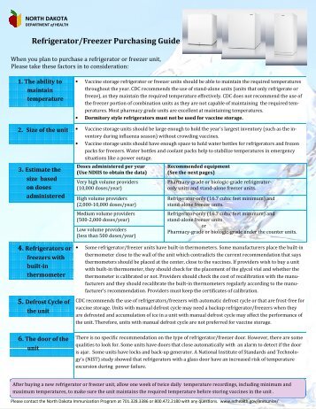 Guidance for Purchasing Refrigerator/Freezers - North Dakota ...