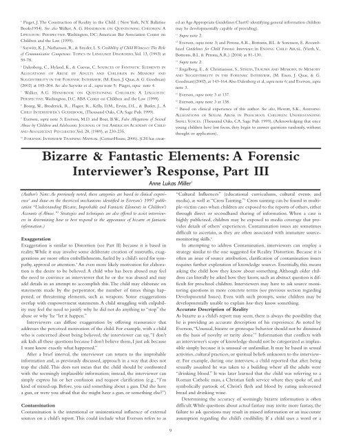 Bizarre Fantastic Elements A Forensic Interviewers - 