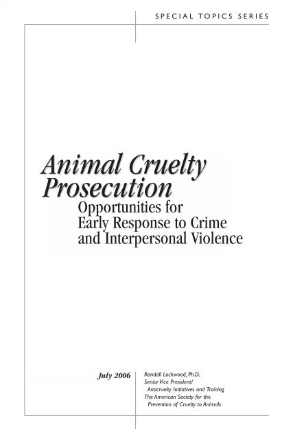 Animal Cruelty Prosecution Animal Cruelty Prosecution