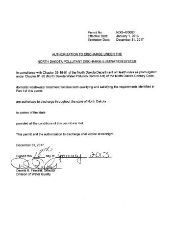 General Permit NDG-420000 - North Dakota Department of Health