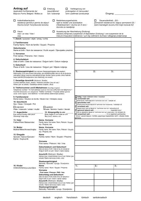 Antrag Auf Erteilung Eines Aufenthaltstitels Pdf Antrag auf Erteilung oder Verlängerung eines Aufenthaltstitels