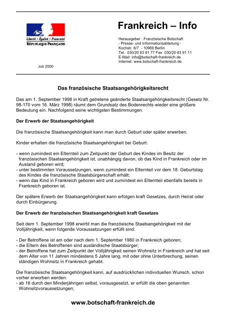 Frankreich A Info Eu Info Deutschland