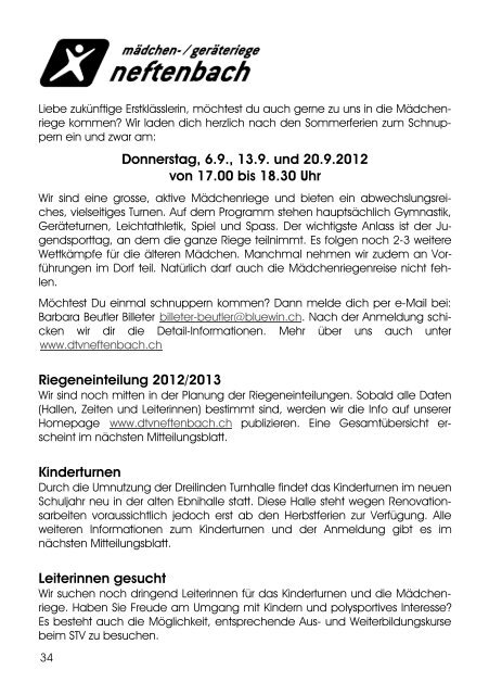 Mitteilungsblatt - Gemeinde Neftenbach