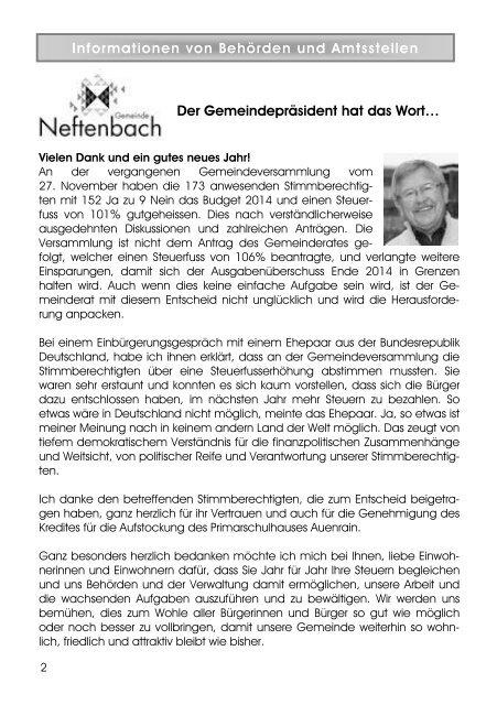 Mitteilungsblatt - Gemeinde Neftenbach