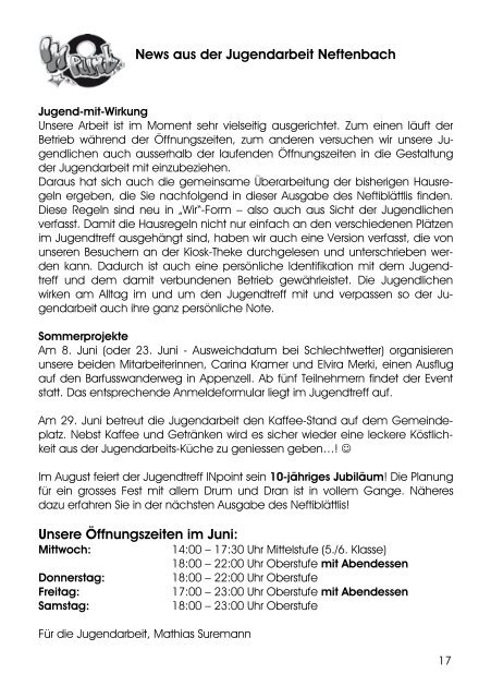 Mitteilungsblatt - Gemeinde Neftenbach