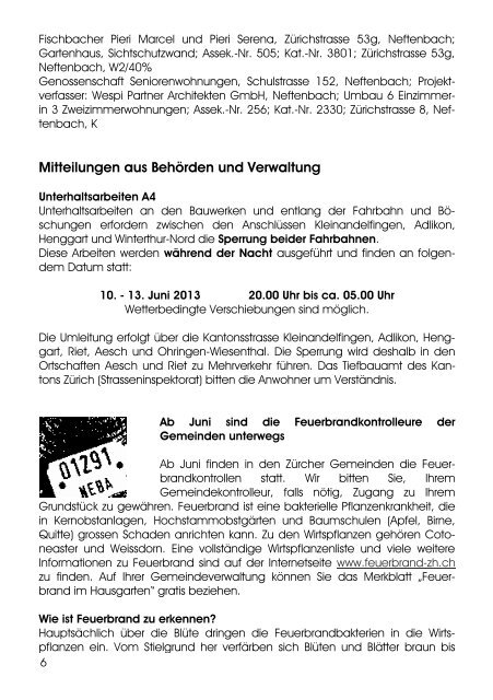 Mitteilungsblatt - Gemeinde Neftenbach