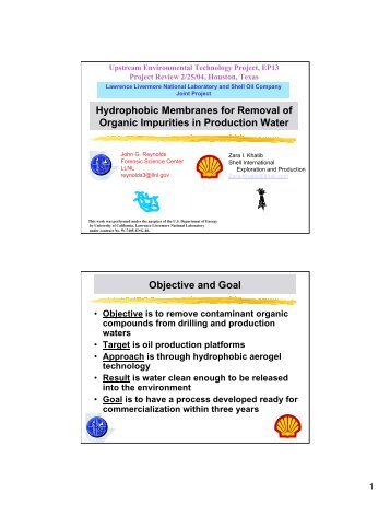 Hydrophobic Membranes for Removal of Organic Impurities in ...