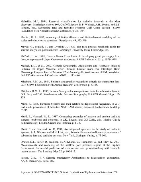 Agreement DE-FC26-02NT15342, Seismic Evaluation of ...