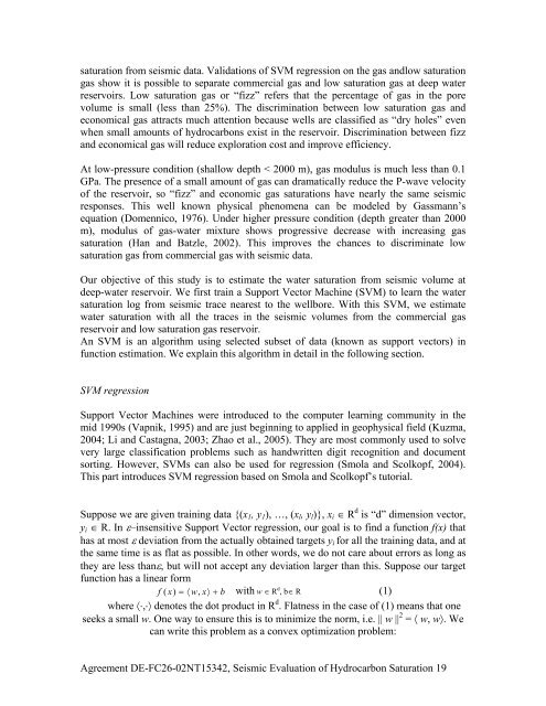 Agreement DE-FC26-02NT15342, Seismic Evaluation of ...