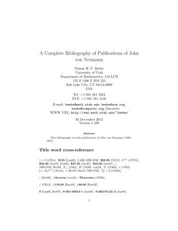 A Complete Bibliography of Publications of John von ... - The Netlib