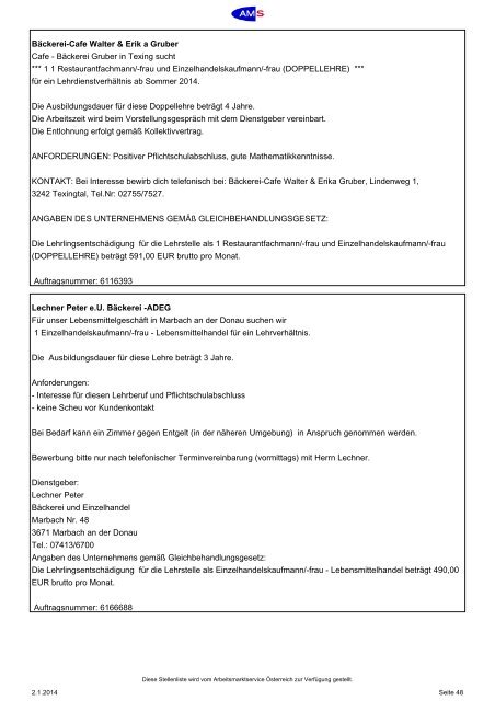 AMS - aktuelle Lehrstellen - NetTeam Internet