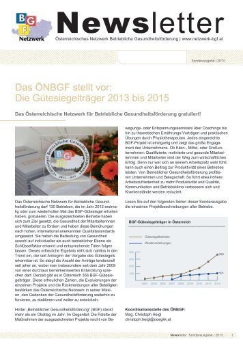 Sonderausgabe Newsletter 2013 - Österreichisches Netzwerk ...