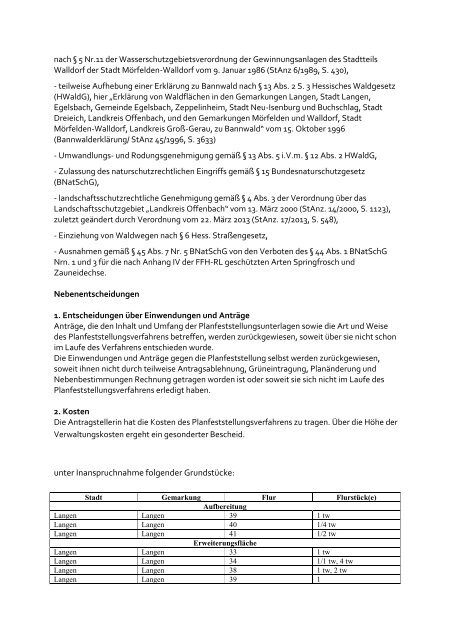 Planfeststellungsverfahren zur Zulassung eines ... - Neu-Isenburg