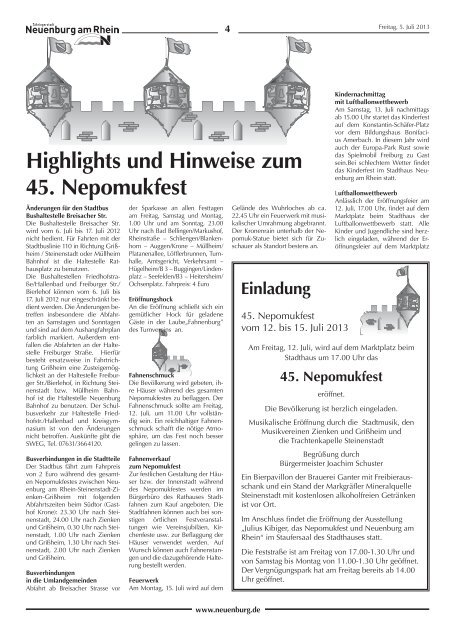 Stadtzeitung KW 27 - Stadt Neuenburg am Rhein