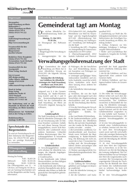 Stadtzeitung KW 19 - Stadt Neuenburg am Rhein