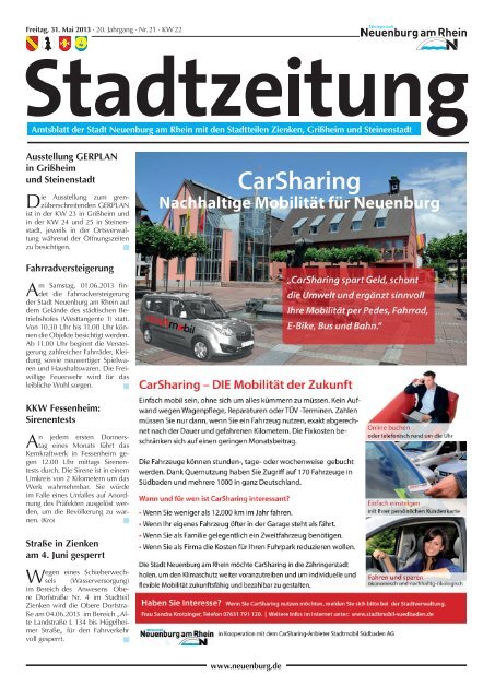 Stadtzeitung KW 22 - Stadt Neuenburg am Rhein