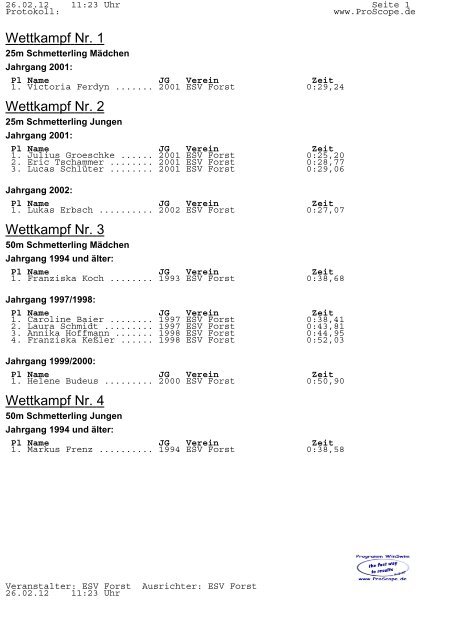 Protokoll vom 26.02.2012 - ESV Forst 1990